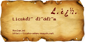Licskó Ádám névjegykártya